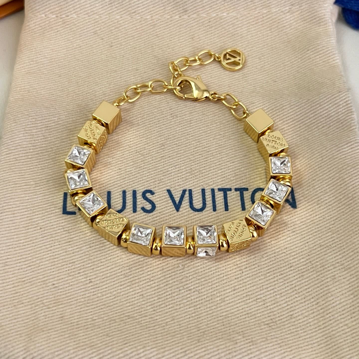 Louis Vuitton Gold Tone Crystal Bracelet